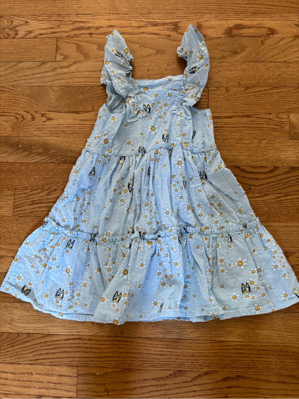 Bluey Light Blue Flower Toddler 5T Dress Flare Sleeveless Disney Character